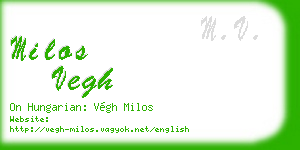 milos vegh business card