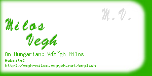 milos vegh business card